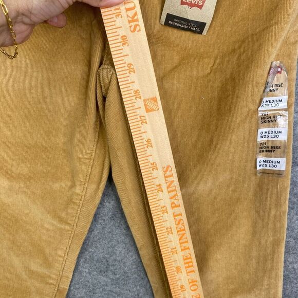 Levis 721 High Rise Skinny Corduroy Pants Womens 25 Brown Button Fly 5-Pocket - Picture 5 of 14